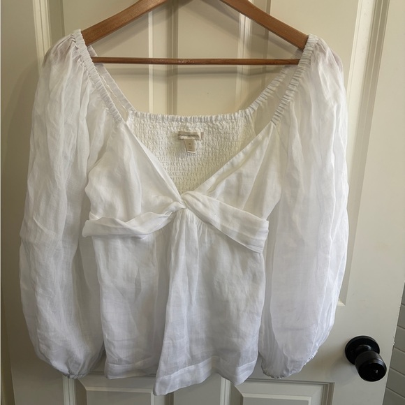 Banana Republic White Blouse with Puff Sleeves - Picture 2 of 11
